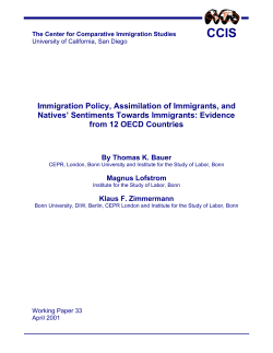 Immigration Policy, Assimilation of Immigrants, and Natives