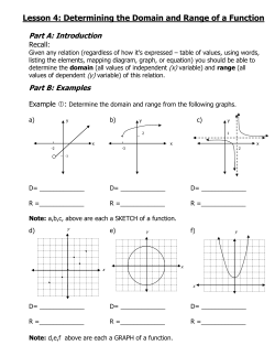 Lesson 4: Determining the Domain and Range of a Function