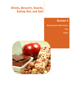 Session 3: Drinks, Desserts, Snacks, Eating Out, and Salt