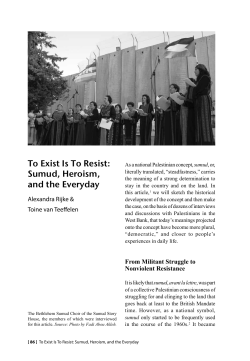 To Exist Is To Resist: Sumud, Heroism, and the Everyday - ISM