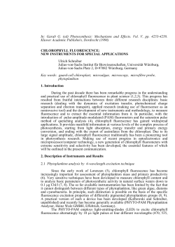Photosynthesis: Mechanisms and Effects. Vol. V - Walz