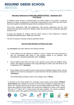 Allocation Statement for REDLAND GREEN SCHOOL