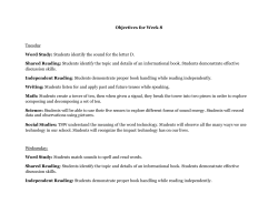 Objectives for Week 8 Tuesday Word Study: Students identify the