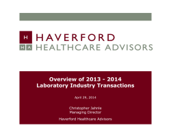 Overview of 2013 - 2014 Laboratory Industry Transactions