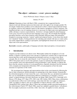 The object : substance :: event