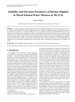 Solubility and Solvation Parameters of Barium Sulphate in Mixed