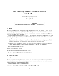 Rice University Summer Institute of Statistics RUSIS Lab 11