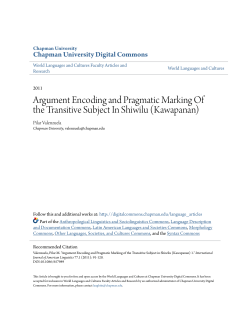 Argument Encoding and Pragmatic Marking Of the Transitive