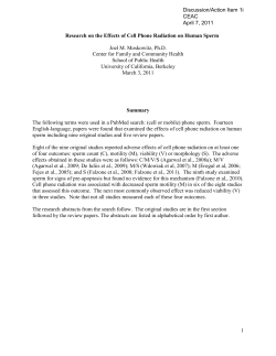 1 Research on the Effects of Cell Phone Radiation on Human Sperm