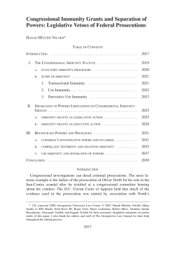 Congressional Immunity Grants and Separation