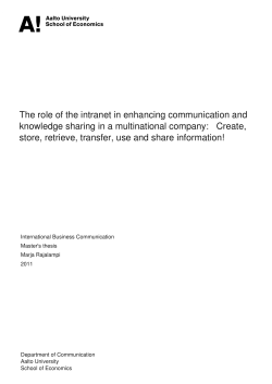 The role of the intranet in enhancing communication and knowledge