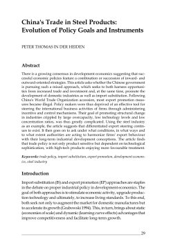 China`s Trade in Steel Products: Evolution of Policy Goals and