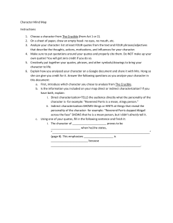 Character Mind Map Instructions: 1. Choose a character from The