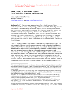 Social Privacy in Networked Publics: Teens` Attitudes