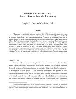Markets with Posted Prices: Recent Results from the Laboratory