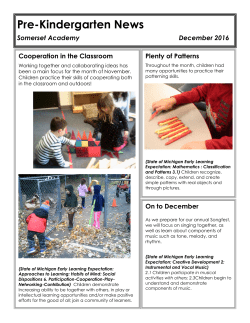 Pre-Kindergarten News Somerset Academy December 2016 On to