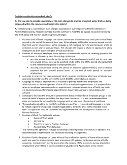 Draft Leave Administration Policy FAQs Q. Are you able to provide a