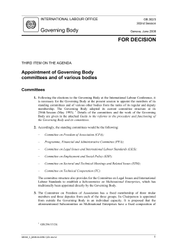Appointment of Governing Body committees and of various