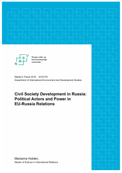 Civil Society Development in Russia: Political Actors and Power in