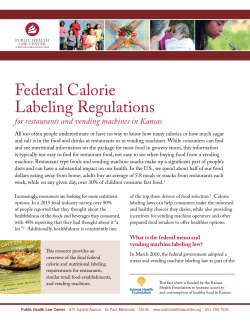 Federal Calorie Labeling Regulations