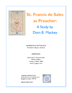 St. Francis de Sales as Preacher