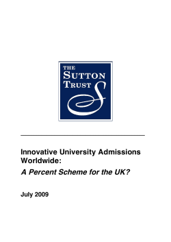 Innovative University Admissions Worldwide: A Percent Scheme for
