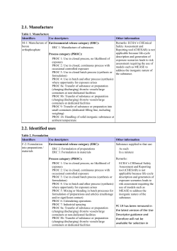 2.1. Manufacture 2.2. Identified uses