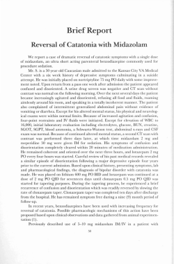 Reversal of Catatonia with Midazolam