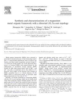 Synthesis and characterizations of a magnesium metal&ndash;organic
