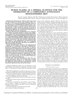 Human plasma as a dermal scaffld for the