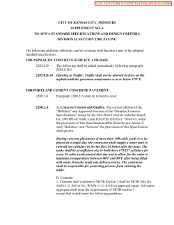 CITY OF KANSAS CITY, MISSOURI SUPPLEMENT NO. 6 TO APWA
