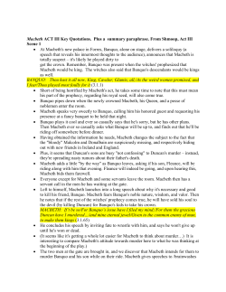 Macbeth ACT III Key Quotations. Plus a summary paraphrase. From