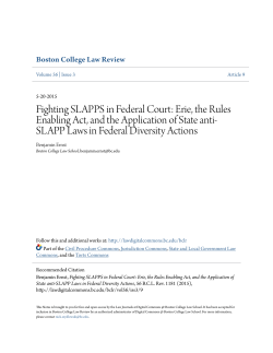 Fighting SLAPPS in Federal Court: Erie, the Rules Enabling Act, and