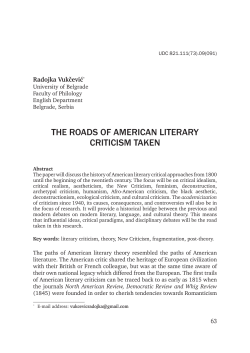 THE ROADS OF AMERICAN LITERARY CRITICISM TAKEN