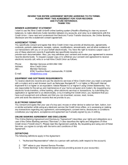 Home Banking Disclosure