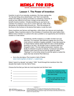 Lesson 1. The Power of Invention