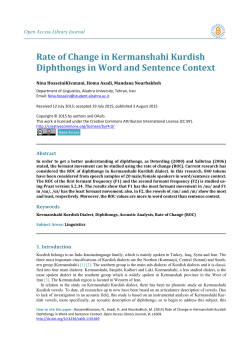Rate of Change in Kermanshahi Kurdish Diphthongs in Word and