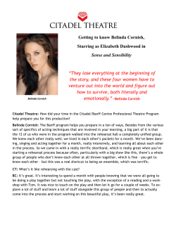 Getting to know Belinda Cornish, Starring as