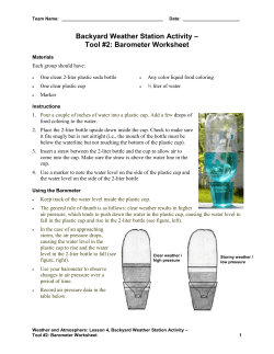 Backyard Weather Station Activity &ndash; Tool #2: Barometer Worksheet