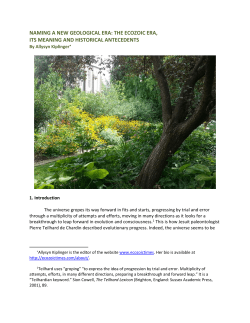 NAMING A NEW GEOLOGICAL ERA: THE ECOZOIC ERA, ITS