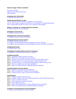 General Ledger Table Of Contents
