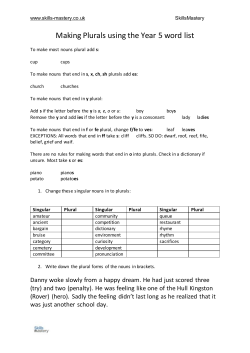 Making Plurals using the Year 5 word list
