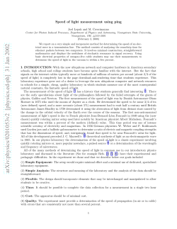 Speed of light measurement using ping