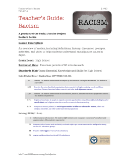 Teacher`s Guide: Racism