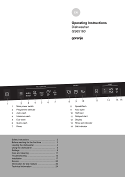 Operating Instructions Dishwasher GS65160