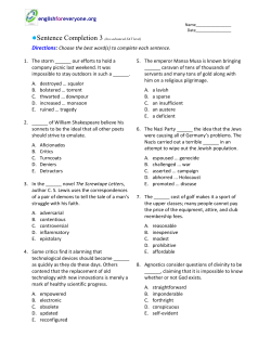 Sentence Completion 3 (low-advanced SAT level)