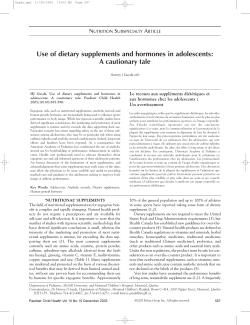 Use of dietary supplements and hormones in adolescents: A