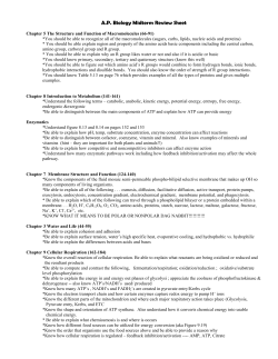 AP Biology Midterm Review Sheet