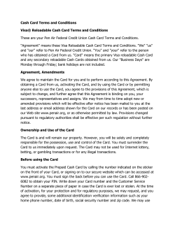 Terms and Conditions - Pen Air Federal Credit Union