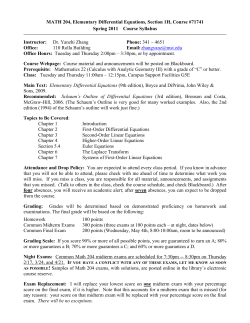 MATH 204, Elementary Differential Equations, Section 1H, Course